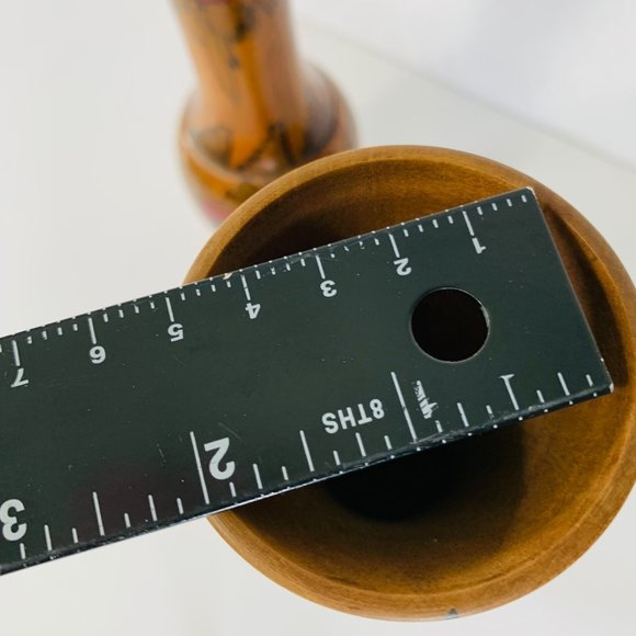 Vintage Set of 2 Wooden Vases Roses Floral Landscape South Western Mexican Decor - Picture 12 of 16